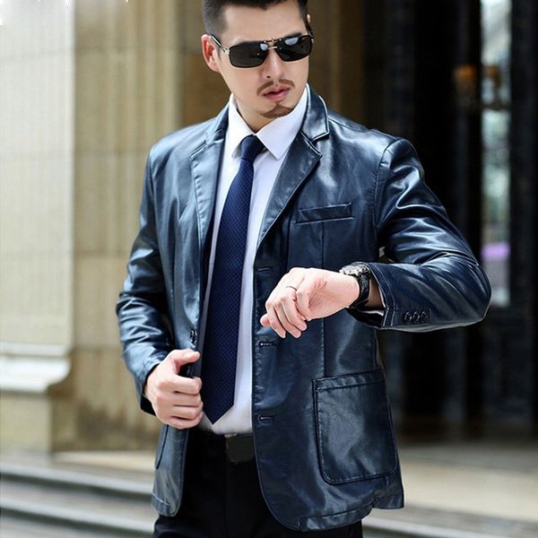 Herrenjacken großer Größe 7xl 8xl 9xl Jacke Imitation Lederanzug Herbst und Winterkleid Business Office Black Blue Coat 230812