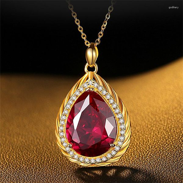 Colares pendentes de luxo colar vermelho colar de cristal vermelho princesa jóias de banquete de casamento mamãe avó presentes de aniversário