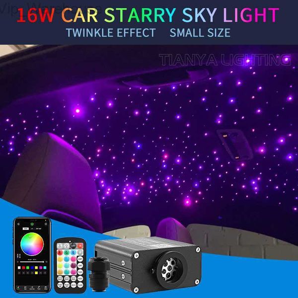 16W Twinkle Starry Sky Car Star Teto de Fibra Optic de Luz Led estrela Led Roof Interior Atmosfera Decoração de Casa Luz de Casa HKD230812