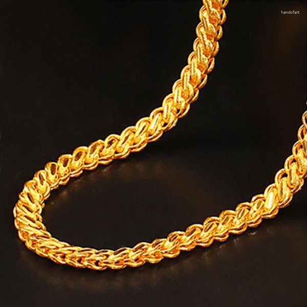 Catene Hoyon 24k Colora a colori in oro puro per uomini gioielli rtro Blessing Dragon Chain Neck Collar Anniversario di compleanno Regalo di compleanno