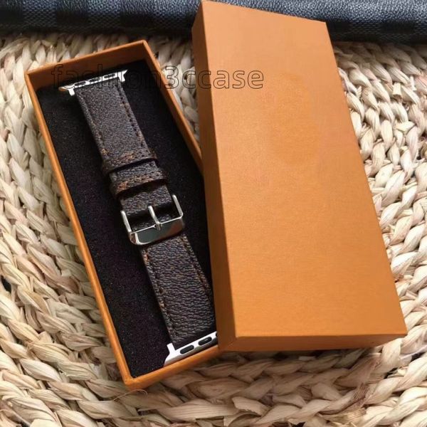 Fashion L Blumendesigner -Träger Watchbänder Apple Watch Band 41mm 42mm 40mm 44mm Uhr 7 6 Bänder PU Lederband Armband Buchband mit Kiste