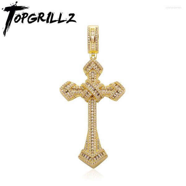 Collane a pendente Topgrillz in stile punk collana a croce a catena lunga gelida zircone cubico classico classico gioielli personalizzati