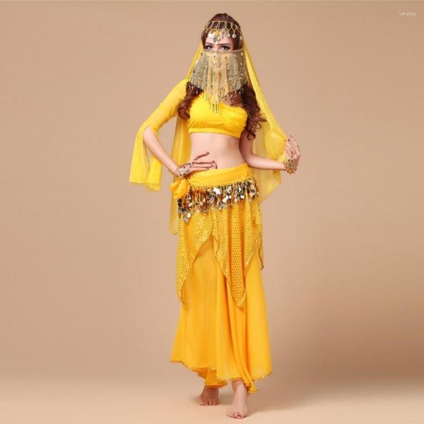 Сценическая одежда !! 2023 Sexy Belly Dance Costume Set 5pcs (верхняя юбка для головного убора вуали) Болливуд/ костюмы танцевальная одежда