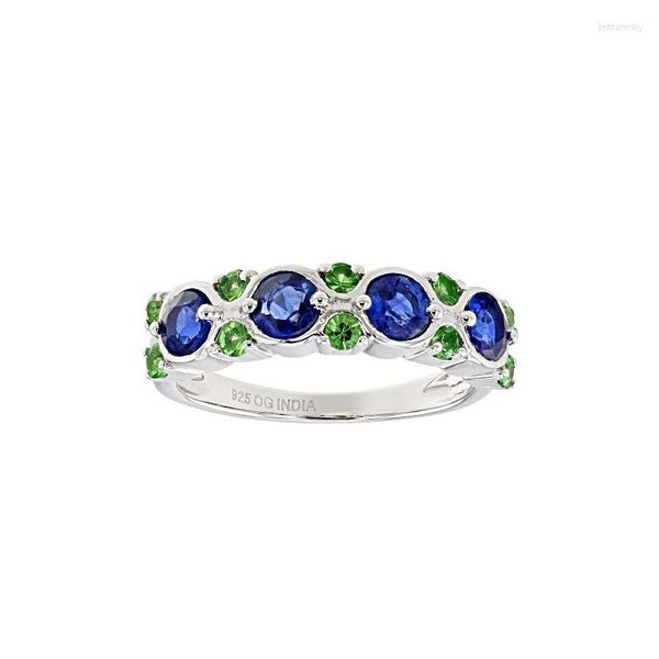 Anelli di nozze Qualità Donne Fashion Silver Color Round Geometry Blue Green Piet
