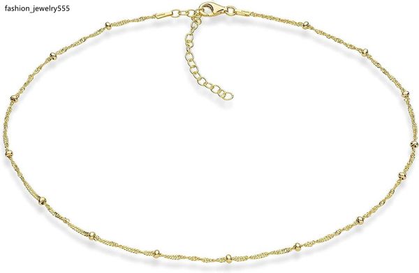 Strands Strings Miabella 18k Gold больше 925 серебряного серебряного итальянского сверкающего зеркального зеркального колье, подходящее для женщин и девочек, сделанных в Италии