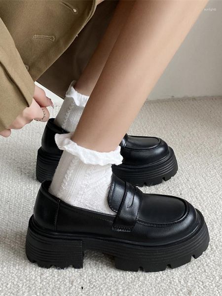 Kleiderschuhe Ladie Lolita Flat Women College Leder Plattform hochwertige Schule Schulmädchen JK Uniform Dicke Sohle Frau