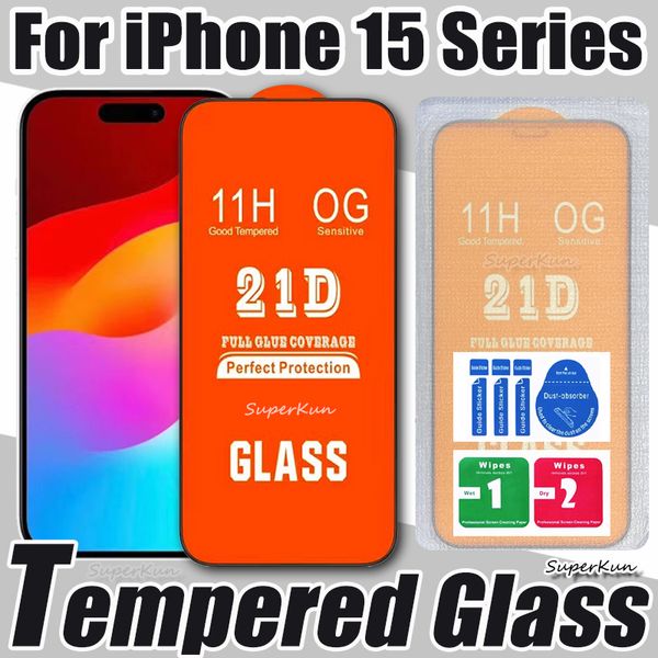 21d Protetor de tela de telefone de vidro temperado 21d para iPhone 15 14 13 12 Mini Pro 11 xr xs Max Samsung Galaxy A14 A24 A34 A54 A13 A23 A33 A53 A73 A12 A22 A32 A42 A52 4G 5G 5G