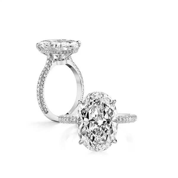Ювелирное кольцо из белого золота 18 карат с муассанитом, серебряные обручальные кольца 925 пробы для женщин, сверкающие 2,5 карата, овальные ювелирные изделия с цирконием и бриллиантами