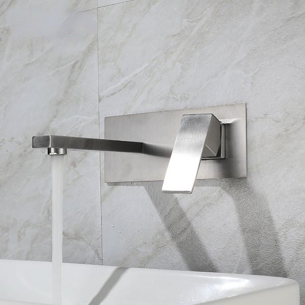 Luxury 304 in acciaio inossidabile Montaggio a parete Gold Gold Creddo Caldo Acqua Lavelli Basin Taps Tocca del miscelatore in ottone quadrato