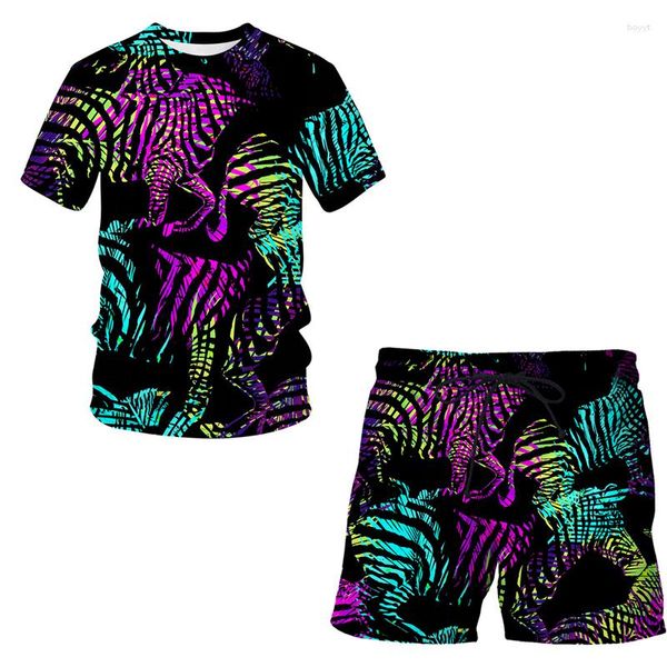 T-shirt de moda masculino Moda sets de grandes dimensões Printing 3D 2023 Summer Short Short Shorts Praia STREETHEATE Casual Terno 2 peças