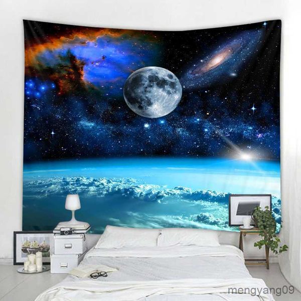 Taquestres Via Láctea Night Sky Tapestry Moon Night Night Starry Sky Landscape Tapestry Home Room Decoração do quarto R230812