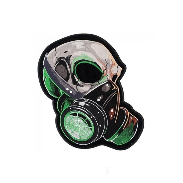 Gas Mask Skull Borderyy Patches grandes noções de costura de tamanho traseiro para jaquetas punk punk de moto