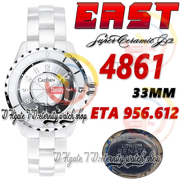 East Bv4861 33mm Womens Watch ETA A956.612 Muovo in quarzo Super Ceramic Case White Dial Numero Numero Bracciale in ceramica Super Versione Eternità Orologi