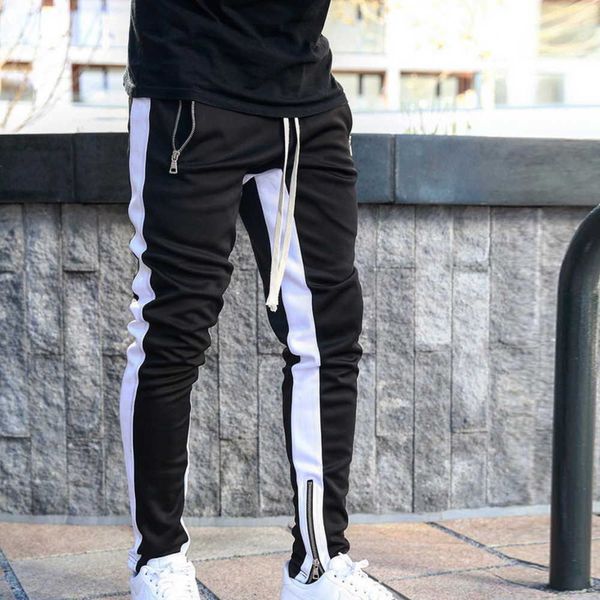 Mens Joggers calças casuais fitness masculino esportivo tracksuit de traje skinny calça calça academia negra calças de corrida de corredor8vs1