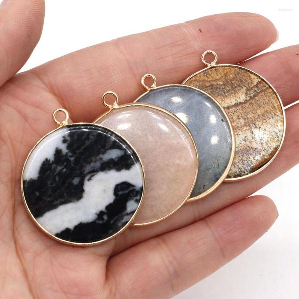 Подвесные ожерелья натуральные каменные чары круглые формы с изображением Aventurine для изготовления подарки для ювелирных аксессуаров для сухой колье