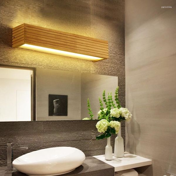 Lampade a parete Luci di apparecchio Lampade su leggero arredamento caldo in legno Make Vanity Bathroom Giappone Mirror Ho