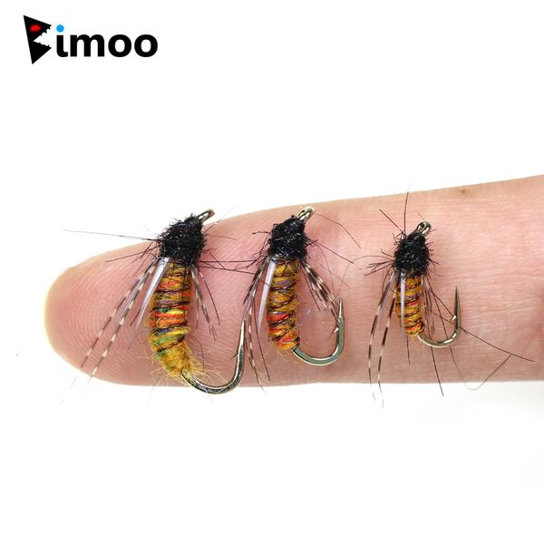 Iscas de iscas bimoo 6pcs #10 ~ #14 patridge hackle ninfa de ninfa voa marrom para trutas robes de pesca panfishing moscas molhadas iscas de isca de isca rápida 230812