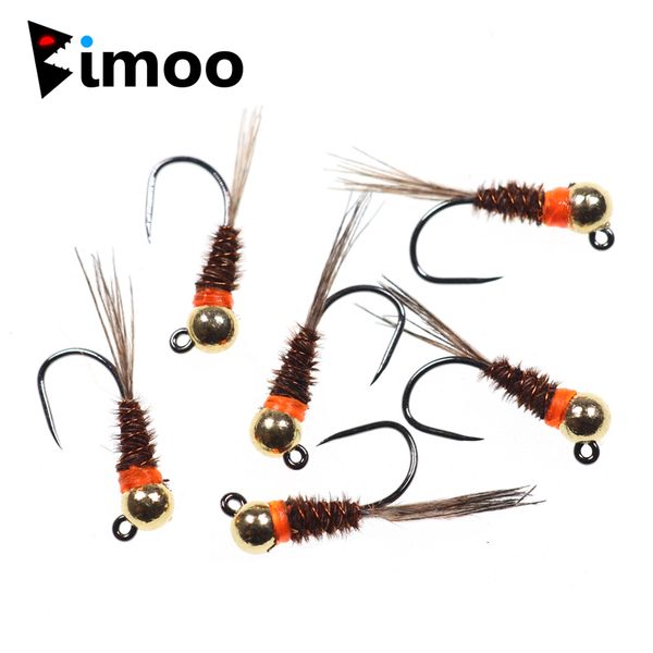 Yemler Bimoo 6pcs Tungsten Jig Brown Perdigon Perdigon Nymfs Euro perisi yarışması için Balıkçılık İspanyol Perileri Alabalık Grayling Whitefish Fly 230812