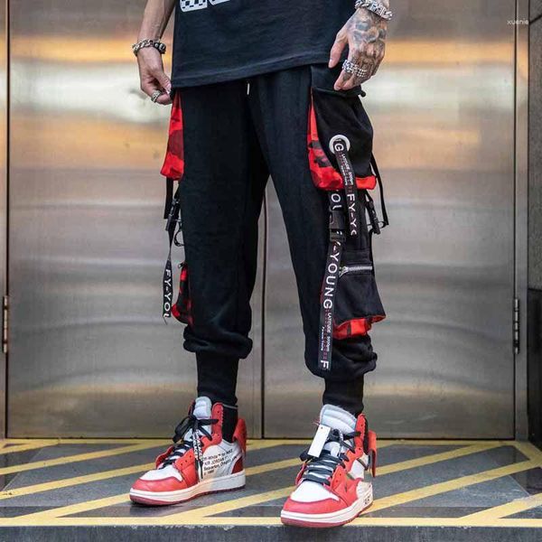 Pantaloni da uomo Lettera di carico Joggers Hip hop pantaloni harajuku casual streetwear hit color tasca