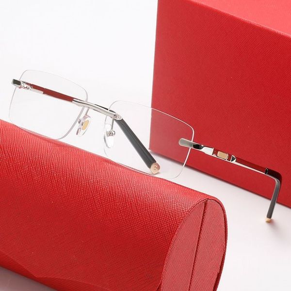 Randlose Carti-Brille Luxusmarke Rechteck Sonnenbrille Herren Leopard Golden Brille für Frauen Persönlichkeit Alleinfäng