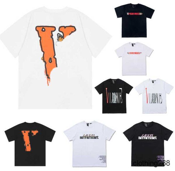 Camiseta de grife masculina, letra impressão camisetas grandes v homens mulheres mangas curtas estilo hip hop clasta branca laranja branca camisetas vlo size s-xl10