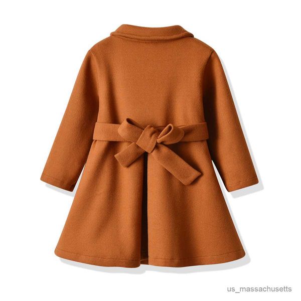 Giacche Fashion Woolen Coat inverno per Toddler Girl 2023 Taglia 2-8 per bambini Giacche di lana calda Bambina Autunno lungo Outwear R230812