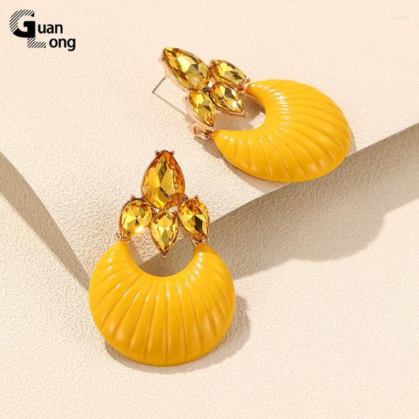 Dangle Ohrringe Guanlong Trendy großes buntes Harz für Frauen langer Kristall -Drop -Ohrring -Gril Reisen Reisen koreanischen Vintage -Schmuck