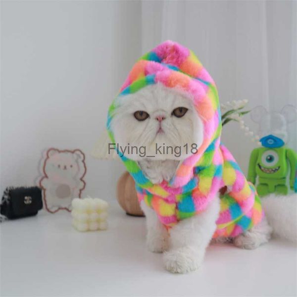 Roupas de animais de estimação outono e inverno espessado e quente colete de coelho maltese yorkshire schnauzer gato cão roupas médias e cães pequenos hkd230812