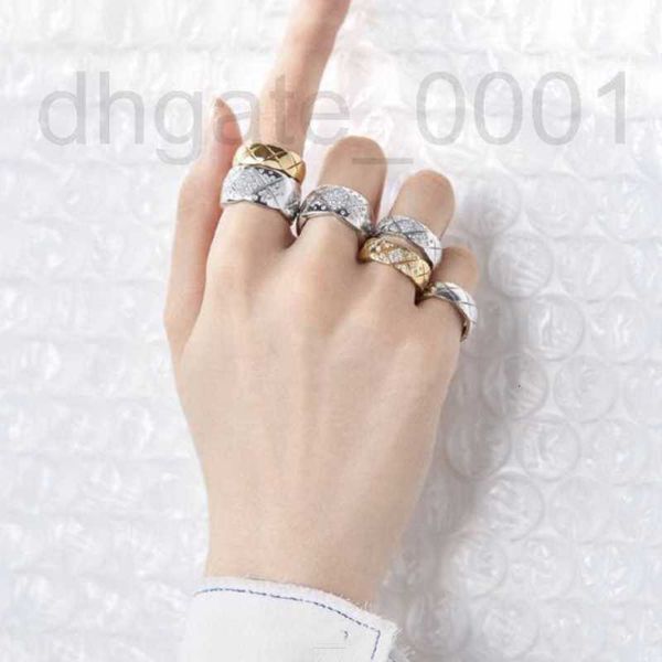 Bandringe Designer Grid Ring 925 Silber plattiert 18k Präzision Diamant Set breit und schmal Version Modepaar Rhomboid Grid Hoos
