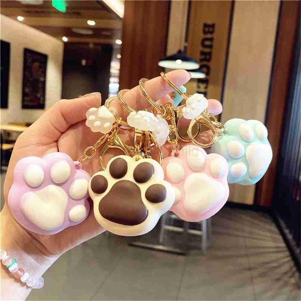 Keychains Bedanyards cães fofos pata de gato chaveiro kawaii desenho animado sile garotas bolsa escolar bolsa decoração de moda de moda garras para jóias femininas