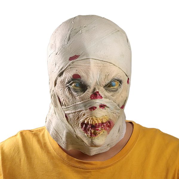 Partymasken beängstigende Mumie Maske Latex Kopfbedeckung schrecklicher Alien Zombie Halloween Party Cosplay Requisiten Schöne Geschenk 230811