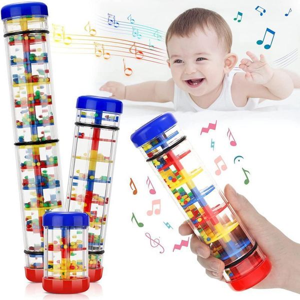 Aprendendo brinquedos de chuva Baby Toys Rain Stick para bebês 6 12 meses Rattle Shaker Desenvolvimento Sensorial Auditivo Baby Musical Instrument Toy 230811