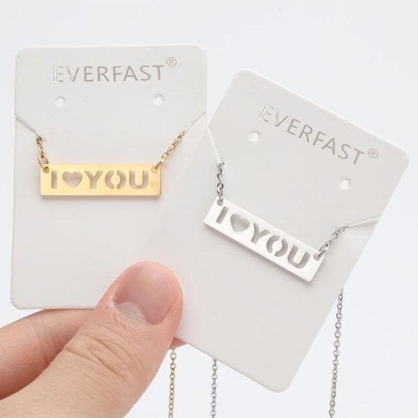 Everfast 10pc/Los Neues Schneiden Ich liebe dich Bar Anhänger Halskette Maxi Colar Einfacher Edelstahl Round Charms Chokers Halsketten Frauen Mädchen liebten Geschenk