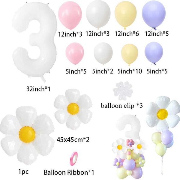 Decoração Daisy Flower Balloons Tower com 32 polegadas Figura Balão Kids Feliz Aniversário Decoração de Diy Artesanato R230812