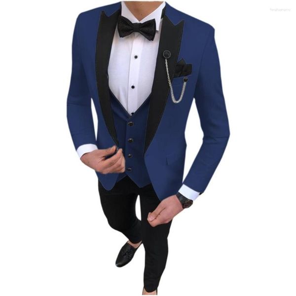 Herrenanzüge blaue Männer schlank fit schwarze maximierte regelhochzeit tuxedo