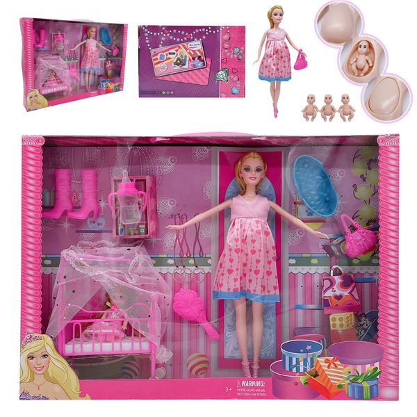 Dolls Fashion Acessórios feitos à mão Mãe grávida de bebê conjuntos de senhora para o jogo de Natal Girl Birthday Presente 230811