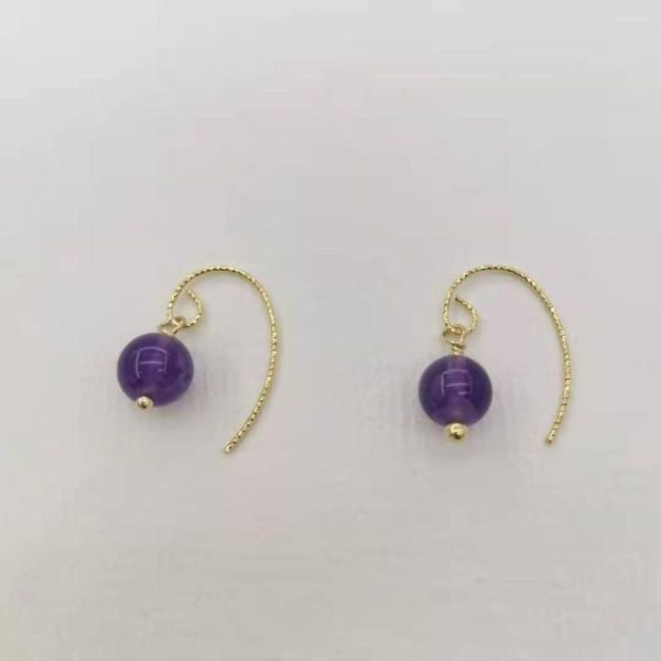 Серьги натуральный камень geniune amethyst purple violet Gemstones 14K Gold Clocks Simple Drop для женщин