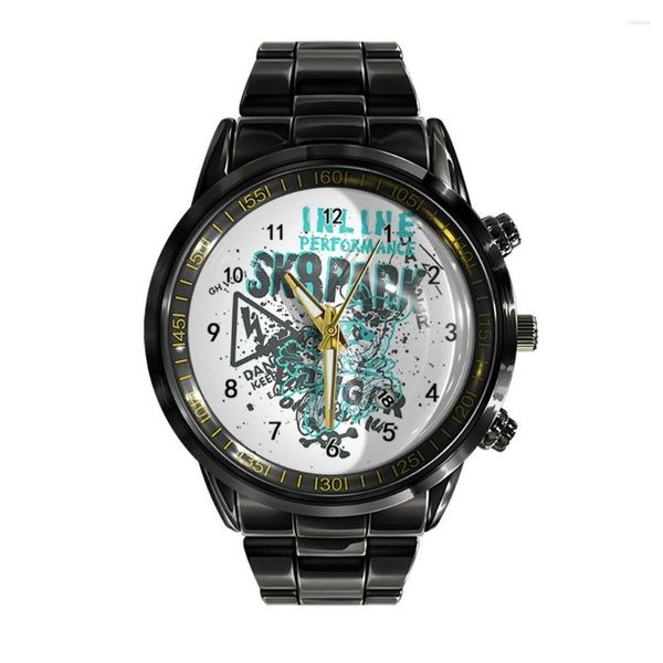 Orologi da polso alla moda perpetuo perpetuo cinghia in acciaio orologi da uomo orologio teschio nero horror orologio sportivo da polso