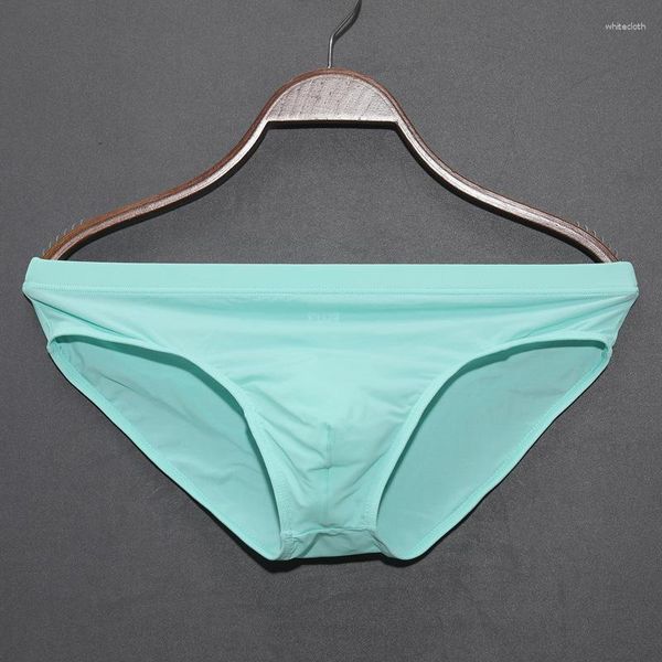 Underpants Jungen u konvexe Beutel Briefs für junge Männer Eisseide Unterwäsche atmungsaktueller schneller trockener Höschen niedriger Taille Kofferraum Sommer dünn transparent