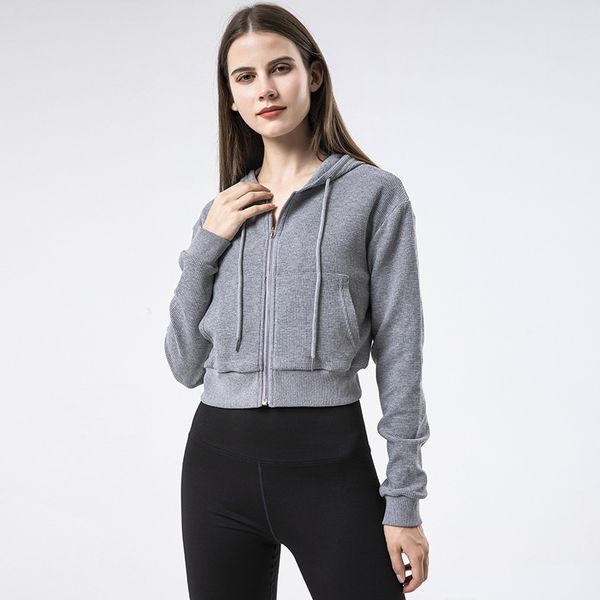 Lu Yoga Suit Chain Chain Capuz Outdoor Casual Sportswear Casual Feminino Fitness Loose Gross Gross Yoga Jacket Sports