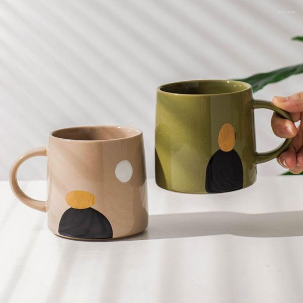 MUGS Estilo escandinavo Modern Minimalist Abstract Painting Office Creamic Coffee Caneca Microondas pode ser impressa logotipo