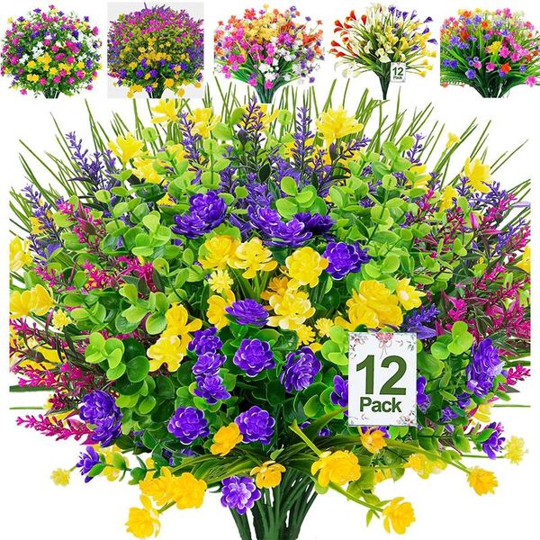 Fiori decorativi artificiali realistici senza dissolvenza di piante finte in plastica finta resistente ai ra resistenti ai finestrini per le finestre al di fuori del portico