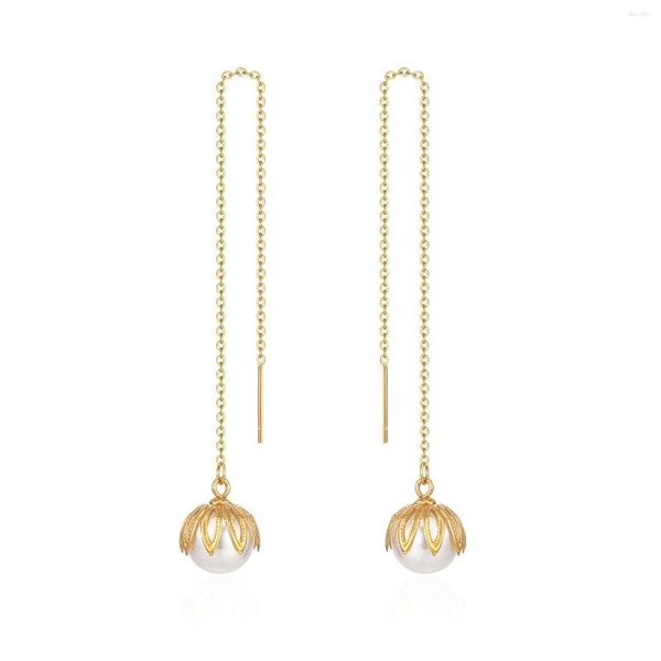 Orecchini penzolanti in acciaio inossidabile perle arittive di moda delicate color argento oro lady gioielli dropli per donne