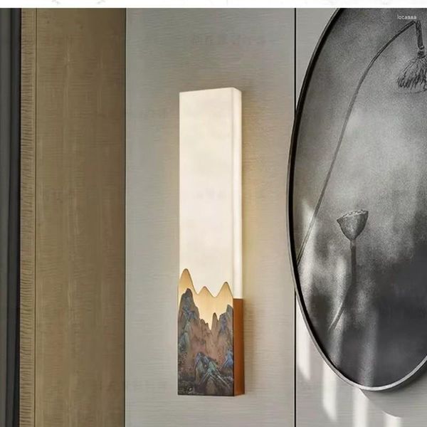 Lampada a parete Striscia a led royal marmo sconce grande smalto rame soggiorno foyer el settone lampo della camera da letto