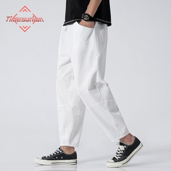 Pantaloni da uomo 100% cotone estate pantaloni casual uomo alla moda pantaloni corti giapponesi pantaloni sciolti uomini 5xl 230811