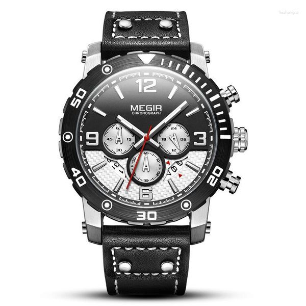 Начатые часы спортивные мужские мужские смотрит, как мегир смотрит хронограф, кварцевые часы кожа, светящиеся мужские наручные часы Relogio Masculino Fashion Gift для мужчин