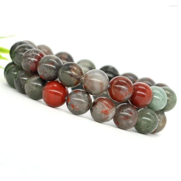 Strand Natural Blood Stone Crystal redonda Bracelets homens homens Chakra Chakra Cura de Jóias de Jóias de Jóias de Charme