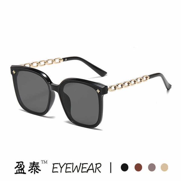 2023 New Chain Mirror Leg Network Red Red Large Frame Sunglasses Inst Fashion Trend Street Photo Glasses