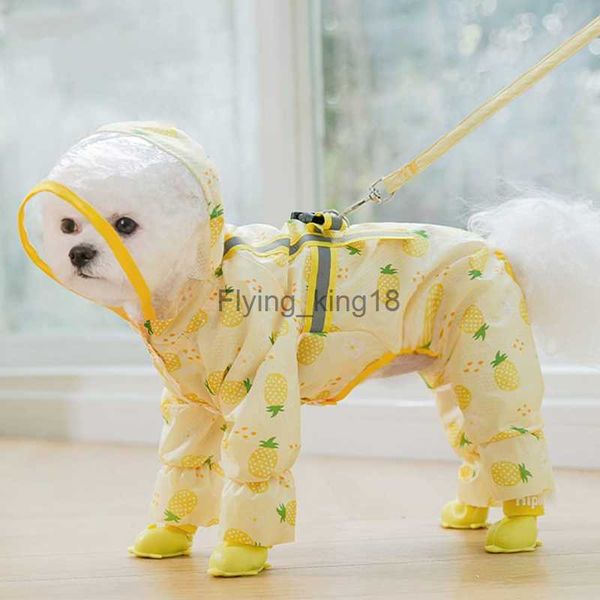 Verão fofo cachorro cão capa de chuva capa de chuva à prova d'água com tira refletora de petinho de cachorro de estimação média de cachorro hkd230812