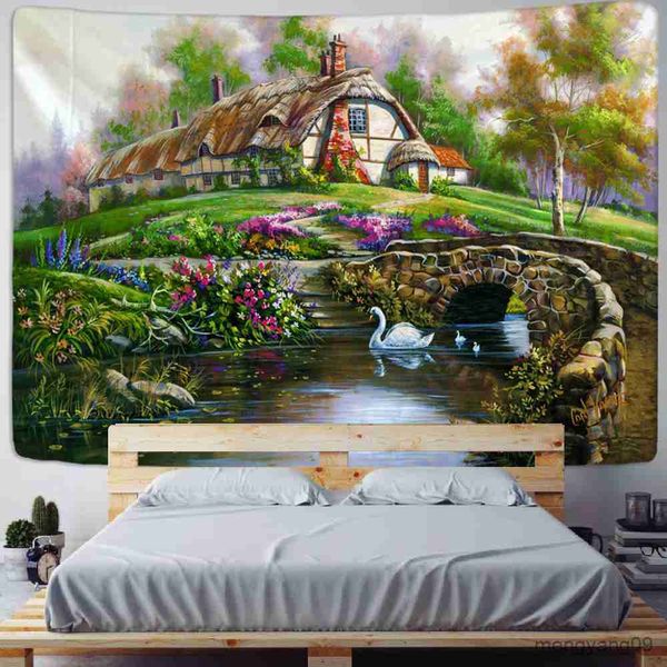 Arazzi Decorazione natalizia Fairy Tale House Wall Aberstry Decor in Natura Decor Hippie Tapestry Decor Home Decor R230812